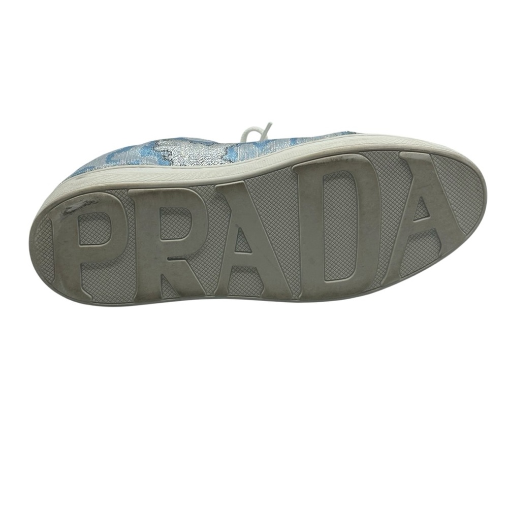 Prada 39 Platform Sneaker Metallic Jacquard Fabric Double Sole Amputee Left Only - Picture 9 of 12